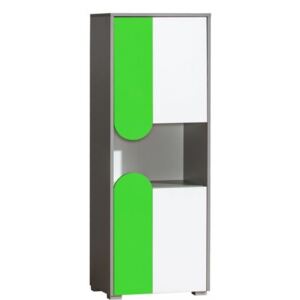 Policová skříň Futuro 2 - světlý grafit/bílá/zelená