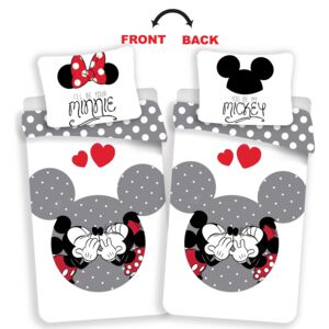 Jerry Fabrics Povlečení Mickey Minnie In Love grey- 140x200, 70x90 bavlna