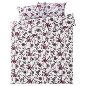 MERADISO® Saténové ložní prádlo, 200 x 220 cm (květiny/červená/šedá/bílá)