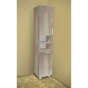 Nabytekmorava Vysoká koupelnová skříňka s košem K17 barva skříňky: dub stříbrný, barva dvířek: dub stříbrný lamino