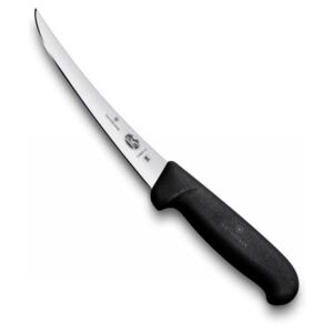 Vykošťovací nůž FIBROX 15 cm úzká zahnutá čepel černý - Victorinox