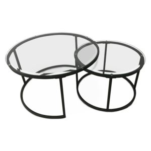 Set dvou konferenčních stolků KALERO sklo/kov Tempo Kondela
