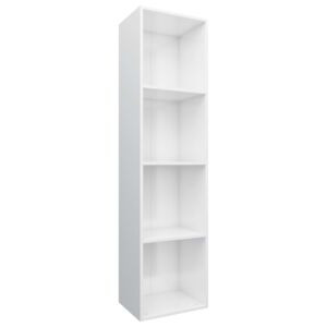 Knihovna/TV skříň - bílá vysoký lesk | 36x30x143 cm