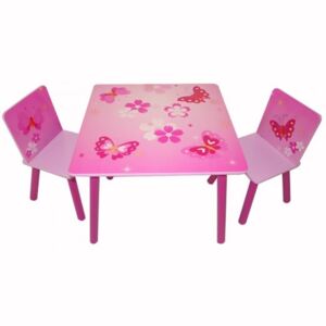Dětský stolek a 2 židličky Růžový Motýlek DE