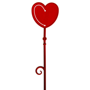 Plastia tyčka Srdce červená - výška 60 cm