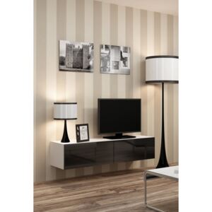Televizní stolek VIGO 140, bílo/černý SKLADEM 6ks (Moderní závěsný)