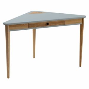 Ragaba Rohový psací stůl Alres, 114x85x85 cm, světle šedá/přírodní
