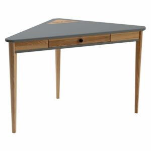 Ragaba Rohový psací stůl Alres, 114x85x85 cm, tmavě šedá/přírodní