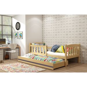 Dětská postel s přistýlkou KUBUS 2 80x190 cm, borovice/grafitová Pěnová matrace