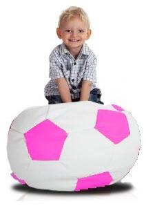 Sedací vak fotbalový míč malý bílo-růžový EMI