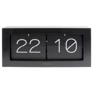 Nástěnné i stolní překlápěcí hodiny - Karlsson XL Boxed Flip Matt Black, 37x17,5 cm