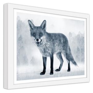 CARO Obraz v rámu - Gray Fox 40x30 cm Bílá