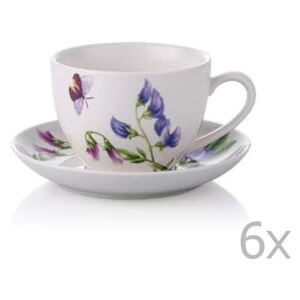 Sada 6 porcelánových hrnků na čaj s podšálky Rodianos