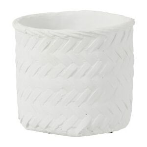 Bílý cementový květináč -imitace tkaného květináče L - Ø 20*17,5 cm