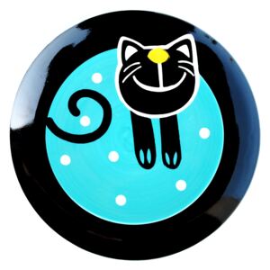 Talíř dezertní modá veselá kočka - Ø 20cm