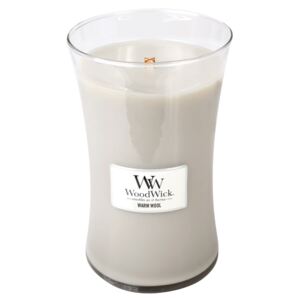 WoodWick - vonná svíčka Warm Wool (Hřejivá vlna) 609g (Snová vůně hřejivé vlny a divokých květů vás vyzývají, abyste se nadechli a relaxovali.)