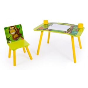 Stolek a židlička kreslící s kelímky a rolí papíru Jungle