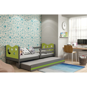 Dětská postel KAMIL 2 + matrace + rošt ZDARMA, 90x200, grafit, zelená