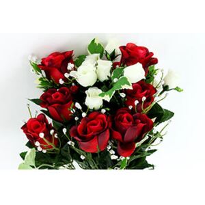 Autronic Růže, puget, barva červená a bílá. Květina umělá. KU4141
