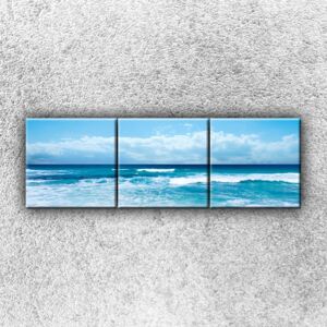 Azurové vlny (120 x 40 cm) - Třídílný obraz