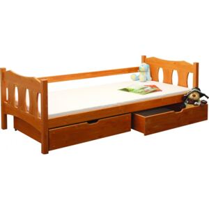 Dětská postel s úložným prostorem BR438, 90x200, masiv smrk