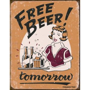 Plechová cedule: Free Beer! Tomorrow (girl)