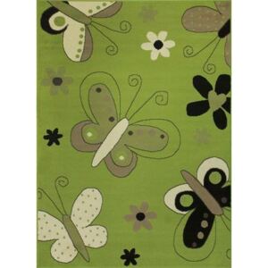 Dětský kusový koberec KIDS 532416/67955 Motýli zelený Rozměr: 140x200 cm