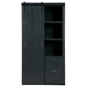 Černá skříň s posuvnými dveřmi De Eekhoorn Slide