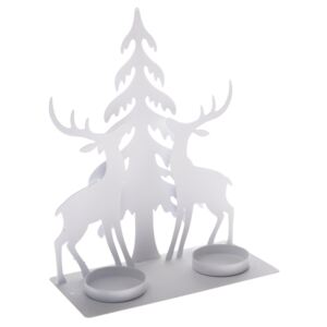 Vánoční kovový svícen na 2 čajové svíčky Soby, 16 x 18 x 8 cm