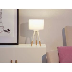 Bílá stolní lampa na čtení z dřeva a kovu TOBOL