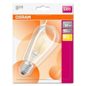 OSRAM LED Filament STAR Edison 230V 7W 827 E27 / 806lm / 2700K / 15000h / noDIM / A++ / Sklo čiré / Blistr 1ks (4052899972353) - Ledvance LED žárovka 4052899972353 230 V, E27, 6 W = 60 W, teplá bílá, A++ (A++ - E), vlákno