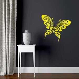 GLIX Motýl - samolepka na zeď Žlutá 30x25 cm