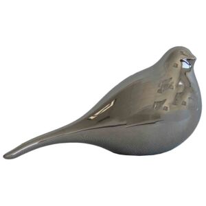 Dekorační soška ptáček Stardeco keramika stříbrný 9x18,5 cm