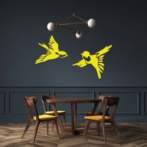 GLIX Ptáčci - samolepka na zeď Žlutá 50x25 cm