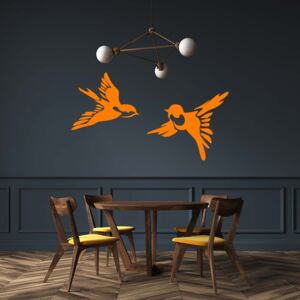 GLIX Ptáčci - samolepka na zeď Oranžová 50x25 cm