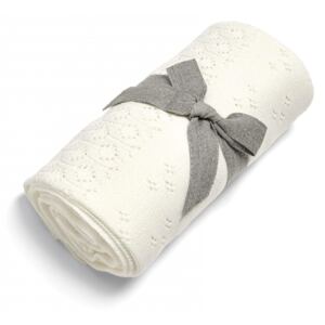 Pletená deka ažurová krémová