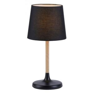 LEUCHTEN DIREKT Stolní lampa, látkové stínidlo, černá, dřevo, jednoduché, nadčasové 14423-18
