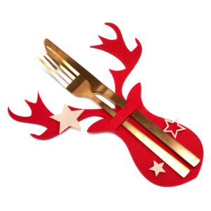TUTUMI - vánoční obal na příbory 311377A - sob, červená, 6ks