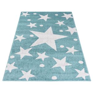CHEMEX Dětský koberec KIDS - modrý - hvězdičky 2 Rozměr koberce: 80x150 cm