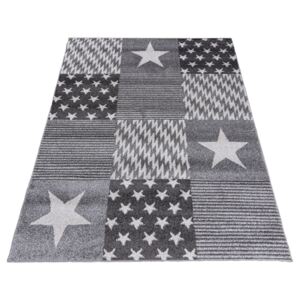 CHEMEX Dětský koberec KIDS - tmavě šedý - hvězdy 2 Rozměr koberce: 140x190 cm