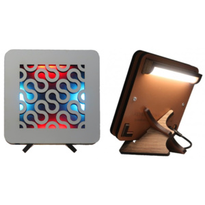 Stolní lampička Wave D-71 Typ a rozměr: stolní lampa 17x17cm, Barva dekoračního světla: světlemodrá + červená