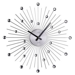 Luxusní paprskovité kovové antracitové hodiny JVD HT071.1 s kamínky POŠTOVNÉ ZDARMA!! (POŠTOVNÉ ZDARMA!!)