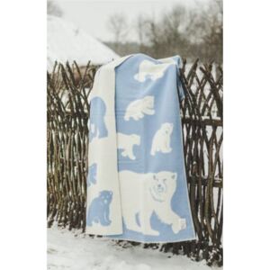 Lat Vlněná deka s motivem ledních medvědů, modrá