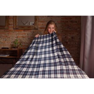 Fleecová deka - modrobílý káro (rozměr 100x140 cm)