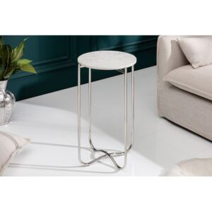 Odkládací stolek Noble I 35cm mramor, bílé stříbro / 40365
