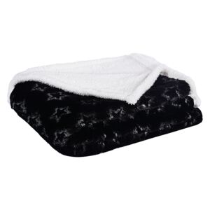 Třpytivá oboustranná deka HVĚZDA černá