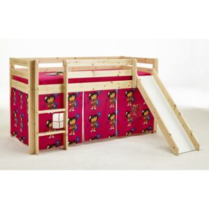 Dětská patrová postel s domečkem bez klouzačky motiv holčičky