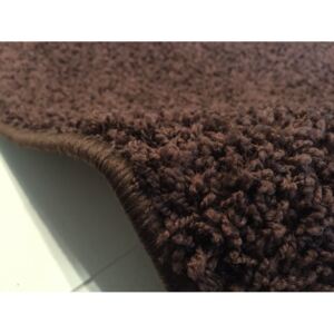 Vopi Kusový koberec Color shaggy tmavě hnědý Kulatý průměr 57 cm