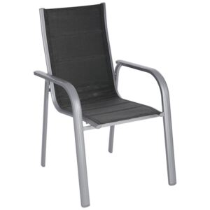 STOHOVATELNÁ KŘESLO, černá, barvy stříbra, kov, textil Ambia Garden - Stohovatelné zahradní židle