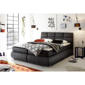 Manželská postel 180x200 cm čalouněná šedou látkou antracit s úložným prostorem a matrací KN1128